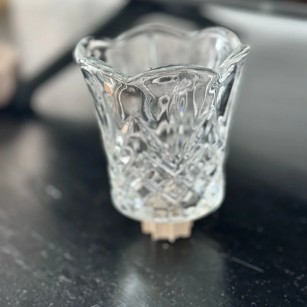 1/ Home Interiors Clear Cut Glass Diamond Pattern Votive Candle Holders